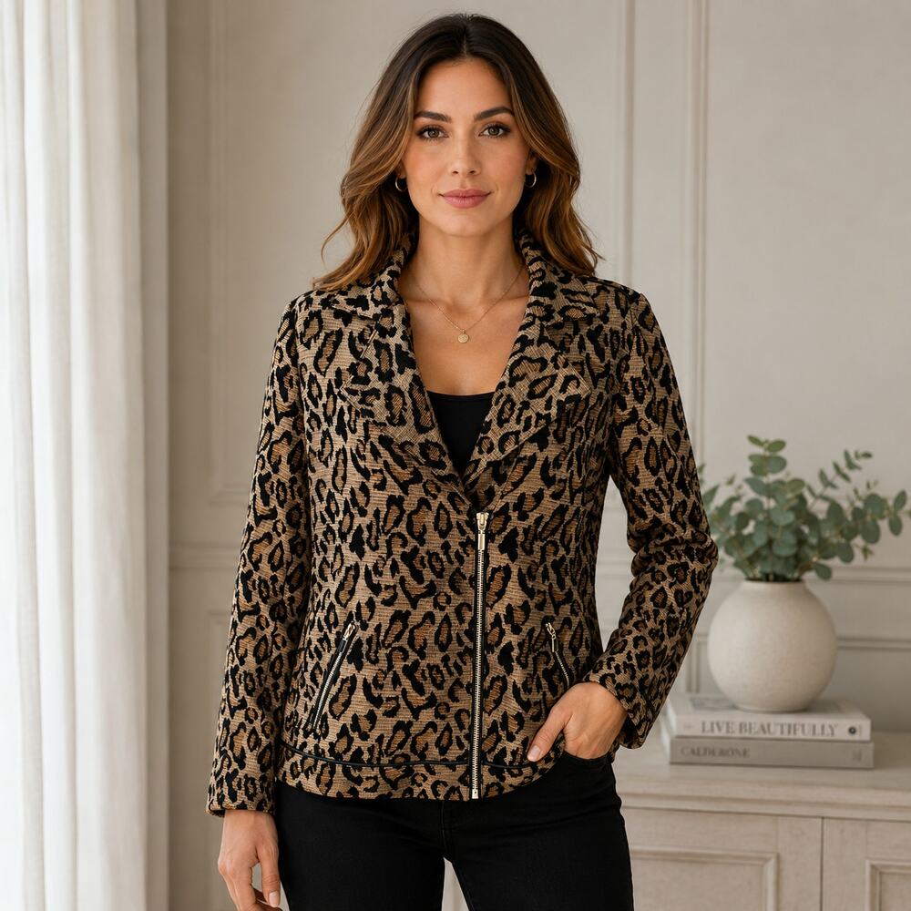 Chico’s animal print blazer jacket Medium business career